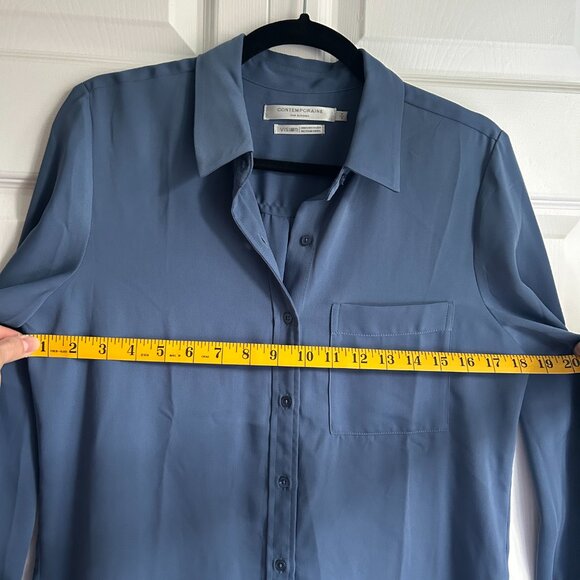 Simons La Contemporaine long sleeve blue button down shirt blouse - Picture 6 of 7